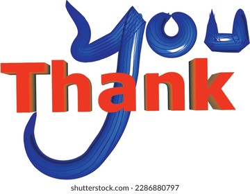 Thank you word 3d romantic letters red and pink colors text is an amazing expression of gratitude calligraphy design painting ,great for gratefulness greeting card and also excellent for decoration