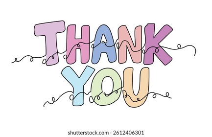 Thank You Word Art Line Drawing