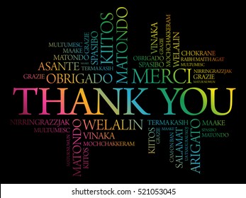 Thank You Word Cloud, all languages concept background