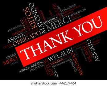 Thank You Word Cloud background, all languages, multilingual for education or thanksgiving day