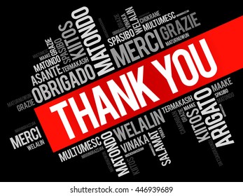 Thank You Word Cloud background, all languages, multilingual for education or thanksgiving day