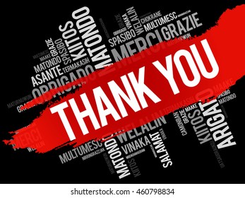 Thank You Word Cloud background, all languages, multilingual for education or thanksgiving day