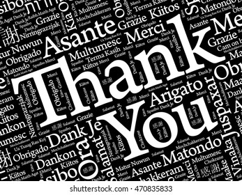 Thank You Word Cloud background, all languages, multilingual for education or thanksgiving day