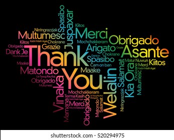 Thank You Word Cloud background, all languages, multilingual for education or thanksgiving day