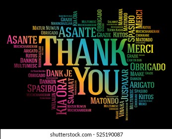 Thank You Word Cloud background, all languages, multilingual for education or thanksgiving day