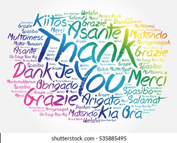 Thank You Word Cloud background, all languages, multilingual for education or thanksgiving day