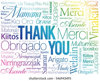 Thank You Word Cloud background, all languages, multilingual for education or thanksgiving day