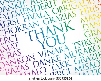 Thank You Word Cloud background, all languages, multilingual