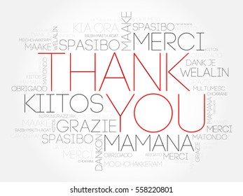 Thank You Word Cloud background, all languages, multilingual for education or thanksgiving day