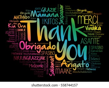 Thank You Word Cloud background, all languages, multilingual for education or thanksgiving day