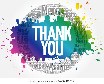 Thank You Word Cloud background, all languages, multilingual for education or thanksgiving day