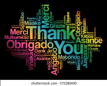 Thank You Word Cloud background, all languages, multilingual for education or thanksgiving day