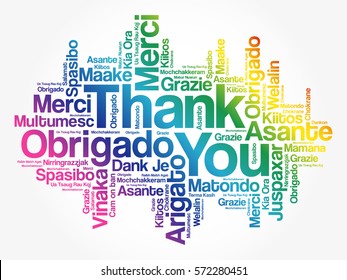 Thank You Word Cloud background, all languages, multilingual for education or thanksgiving day