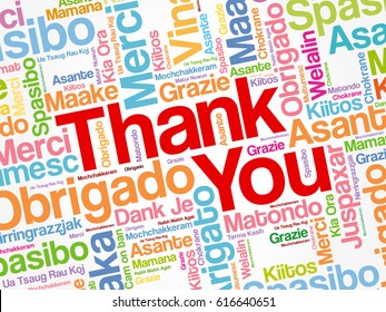 Thank You Word Cloud background, all languages, multilingual for education or thanksgiving day