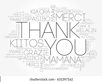 Thank You Word Cloud background, all languages, multilingual for education or thanksgiving day