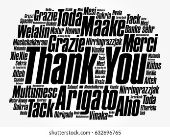 Thank You Word Cloud background, all languages, multilingual for education or thanksgiving day