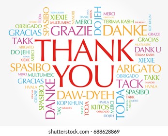 Thank You Word Cloud background, all languages, multilingual for education or thanksgiving day