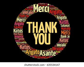 Thank You Word Cloud collage in different languages