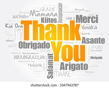 Thank You word cloud in different languages, concept background