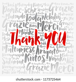 Thank You word cloud in different languages, concept background