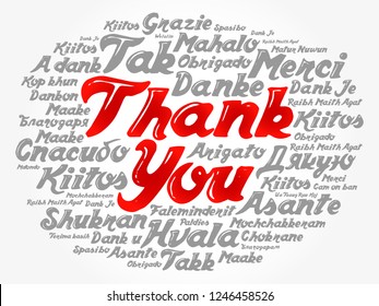 Thank You word cloud in different languages, concept background