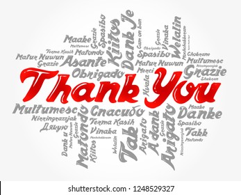 Thank You word cloud in different languages, concept background