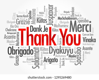 Thank You word cloud in different languages, concept background