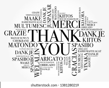 Thank You word cloud in different languages, concept background