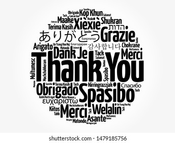 Thank You word cloud in different languages, concept background