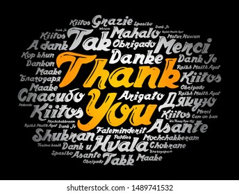Thank You word cloud in different languages, concept background