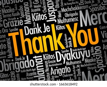 Thank You word cloud in different languages, concept background