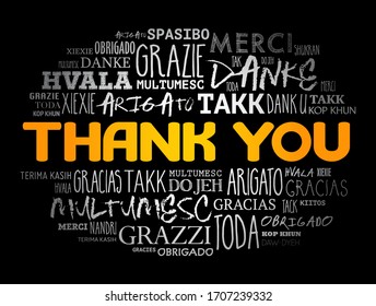 Thank You word cloud in different languages, concept background