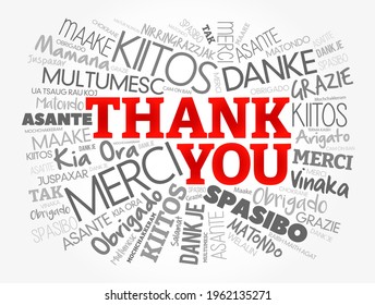 Thank You word cloud in different languages, concept background