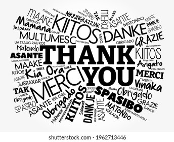 Thank You word cloud in different languages, concept background