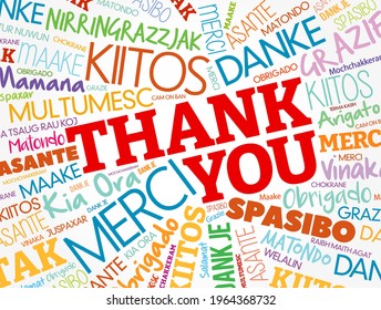 Thank You word cloud in different languages, concept background