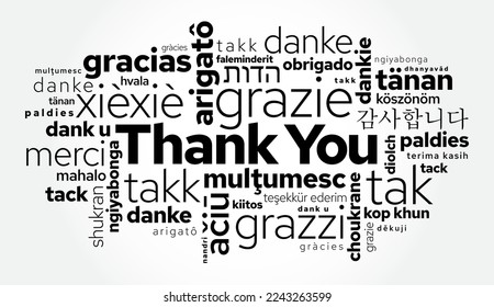 Thank You word cloud in different languages, concept background