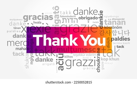 Thank You word cloud in different languages, concept background