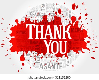 Thank You Word Cloud in different languages, vector background