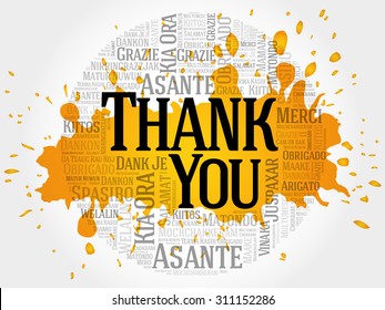 Thank You Word Cloud in different languages, vector background