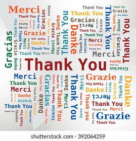 Thank You Word Cloud in Different Languages - 5 Languages, English, French, German, Spanish and Italian