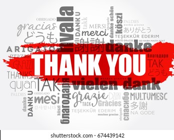 Thank You word cloud in different languages, concept background