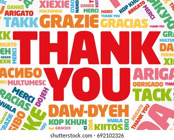 Thank You word cloud in different languages, concept background