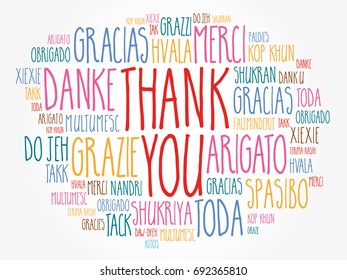 Thank You word cloud in different languages, concept background