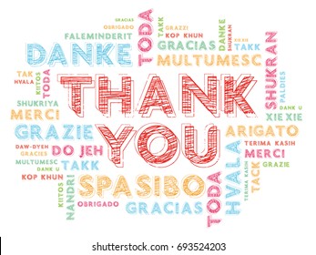 Thank You word cloud in different languages, concept background