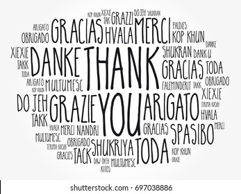 Thank You word cloud in different languages, concept background