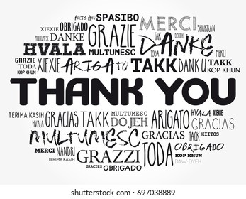 Thank You word cloud in different languages, concept background