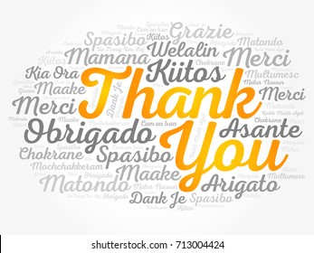 Thank You word cloud in different languages, concept background