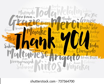 Thank You word cloud in different languages, concept background