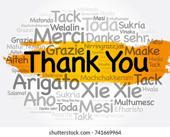 Thank You word cloud in different languages, concept background