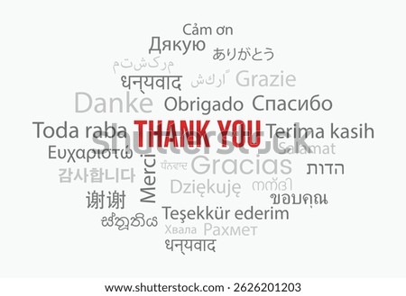 Thank you word cloud in different languages background concept
